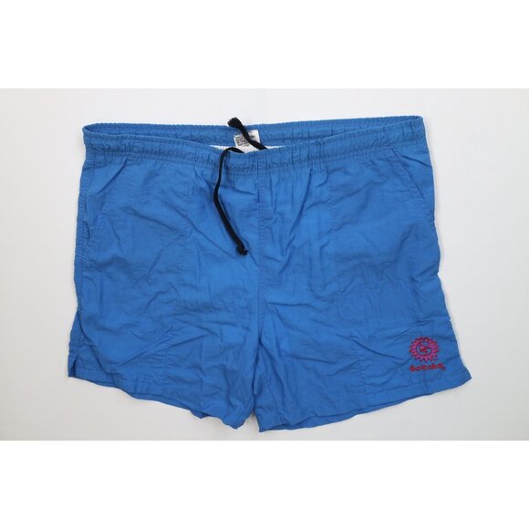 Vintage 80s 90s Gotcha Surfing Mens XL Spell Out Lined Shorts Swim Trunks Blue